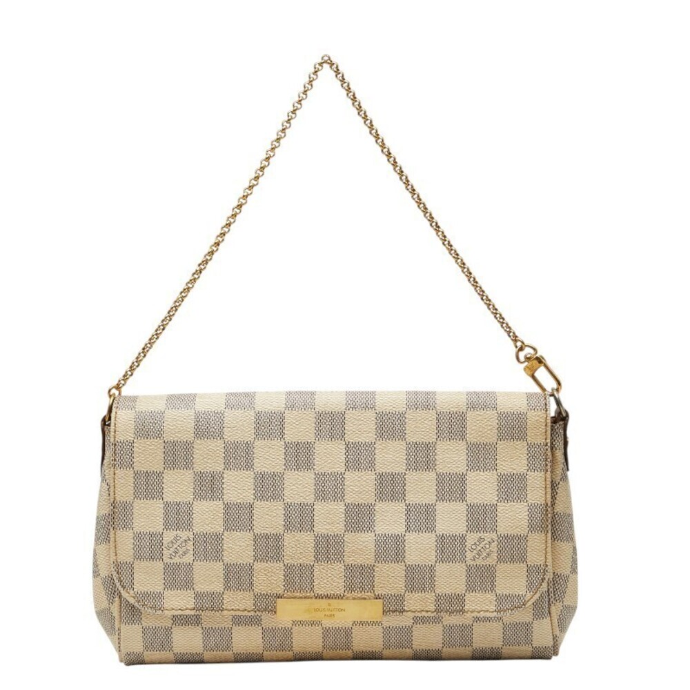 Louis Vuitton Damier Azur White Favorite Chain 2way Shoulder Bag White Leather